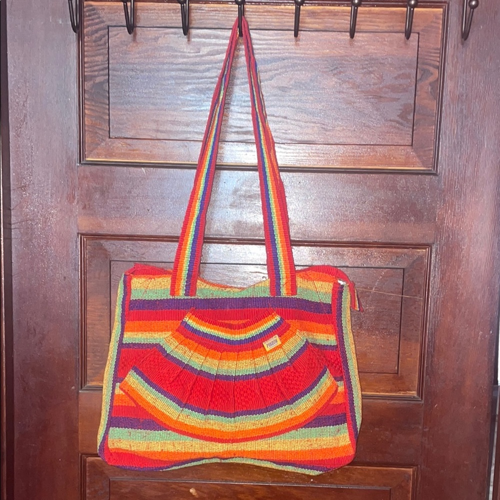 ❤️PINZON Vtg boho Colorful Striped Tote Bag